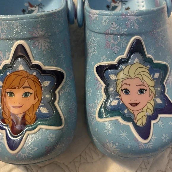 Disney's Frozen Slip On Shoes, Girls‎ Size 7-8 Elsa Ahna Olaf  Adjustable Strap - Picture 4 of 9